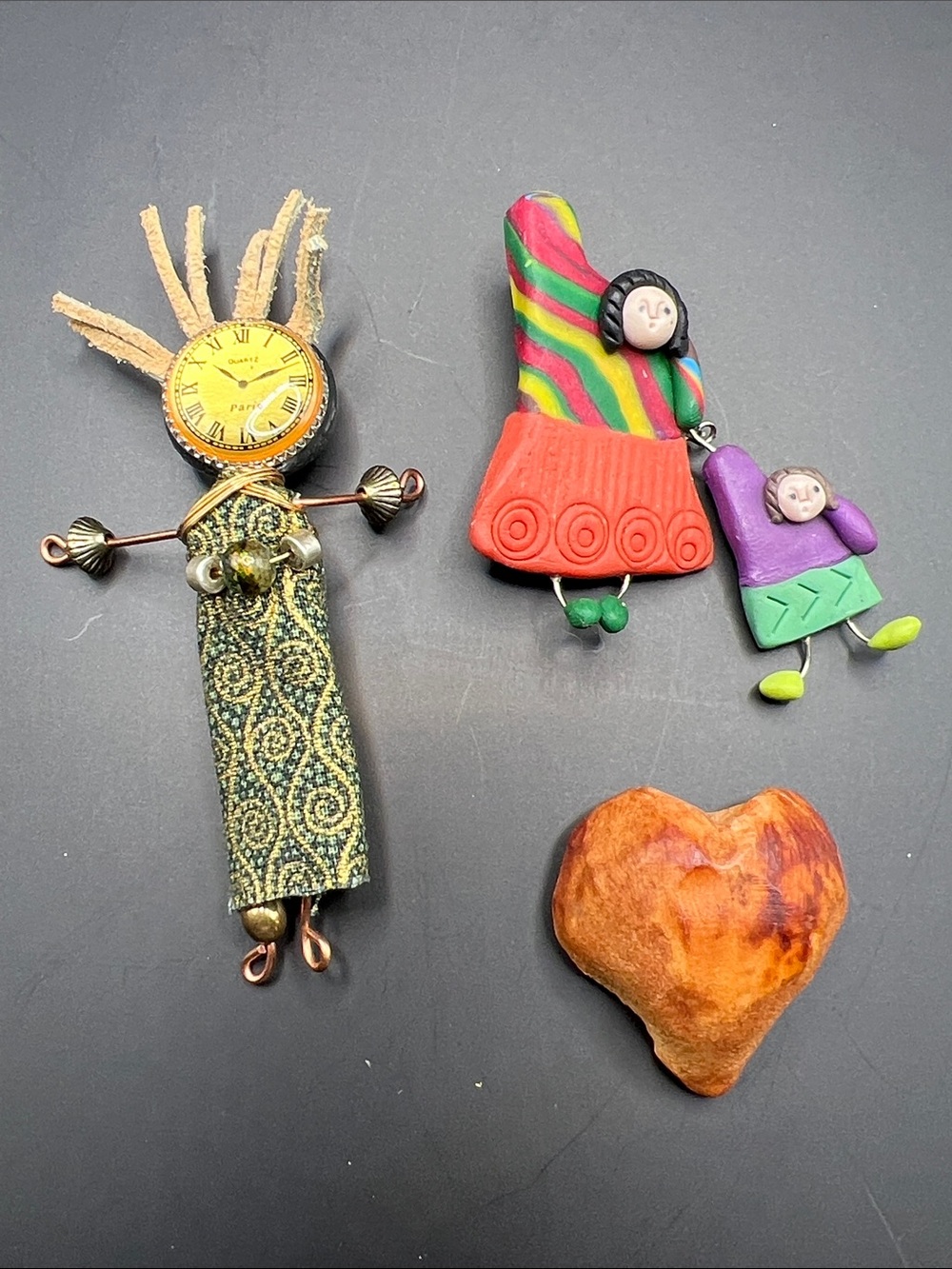 Handmade Colorful Polymer Clay Doll Brooch Set - Multicolor